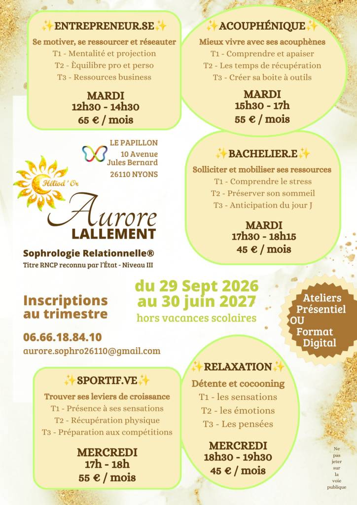 Ateliers de sophrologie avec Aurore
